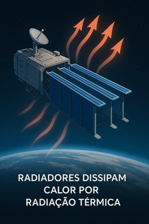 Radiadores térmicos dissipando calor no vácuo do espaço