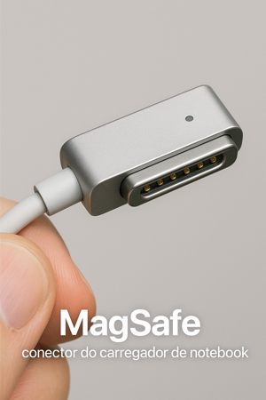 Conector magnético estilo MagSafe com contatos dourados