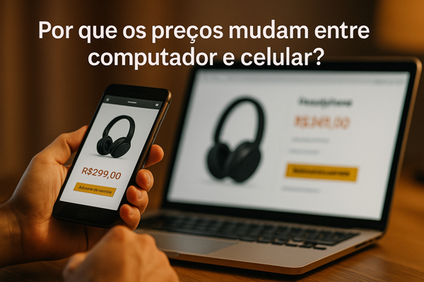 Diferença de preços entre computador e celular em loja online