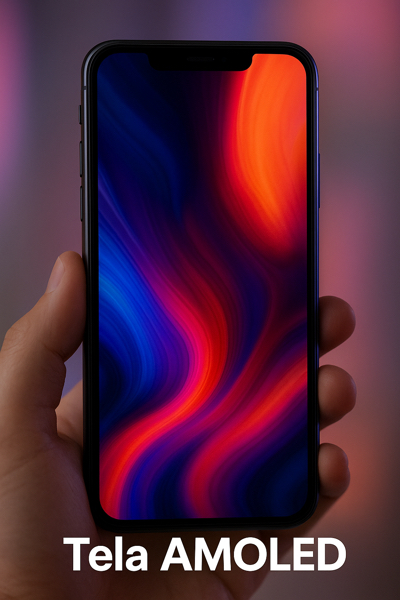 Tela AMOLED exibindo cores vibrantes