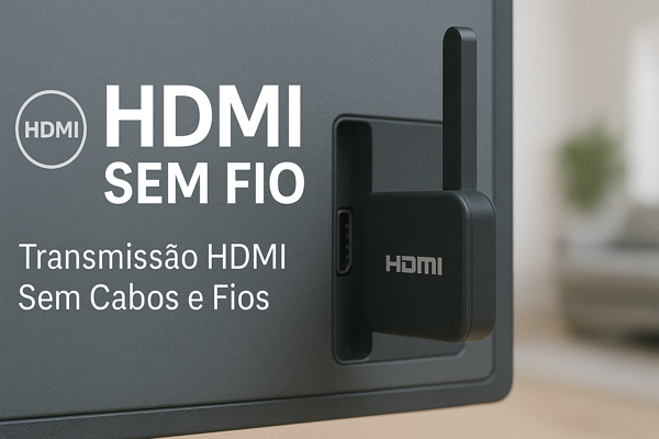 Adaptadores de HDMI sem fio conectando notebook a uma TV sem uso de cabos
