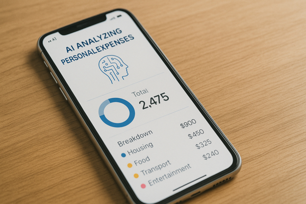 Aplicativo de IA analisando gastos pessoais