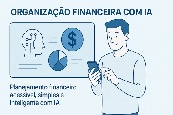 Pessoa usando IA para organizar finanças pessoais