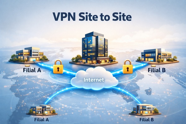 Diagrama simples de vpn site to site conectando matriz e filiais