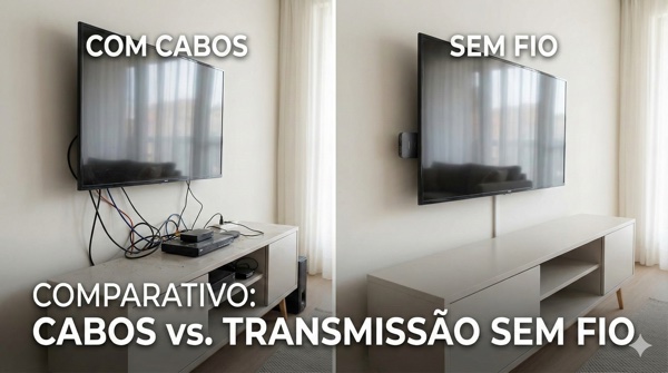 Comparação entre adaptador HDMI com fio e sem fio