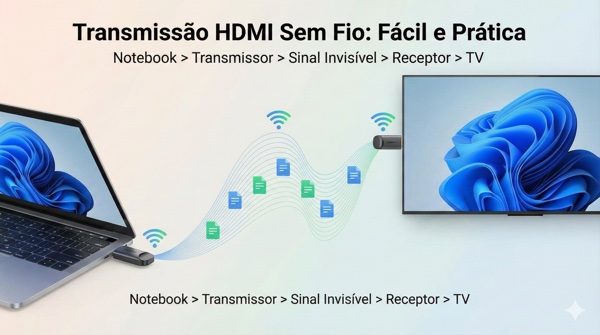 Esquema de funcionamento da transmissão HDMI sem fio