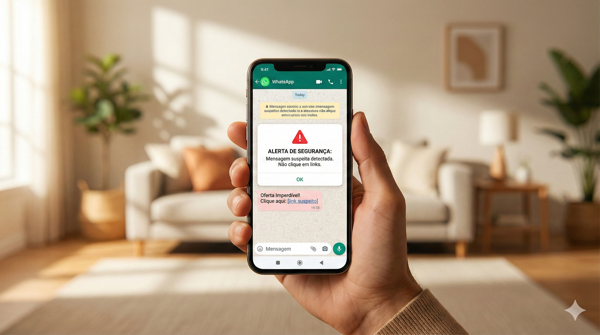 Ilustração de alerta de segurança no WhatsApp