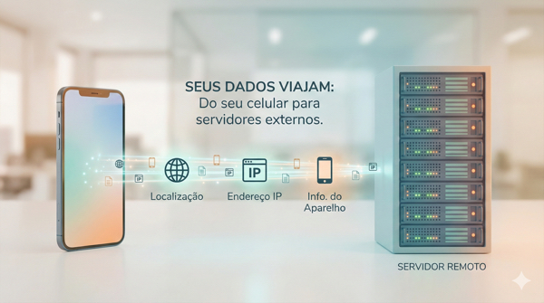 Esquema ilustrando coleta de dados por IPLogger