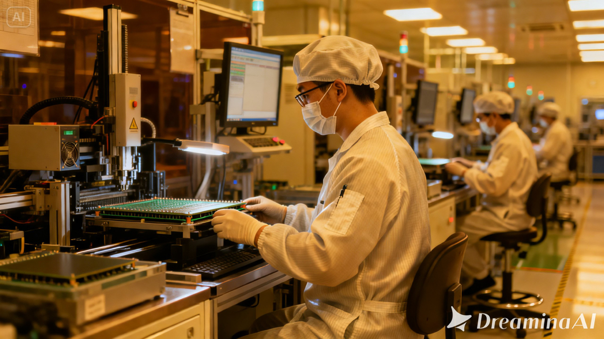 Fábrica de semicondutores na China com linhas modernas de produção