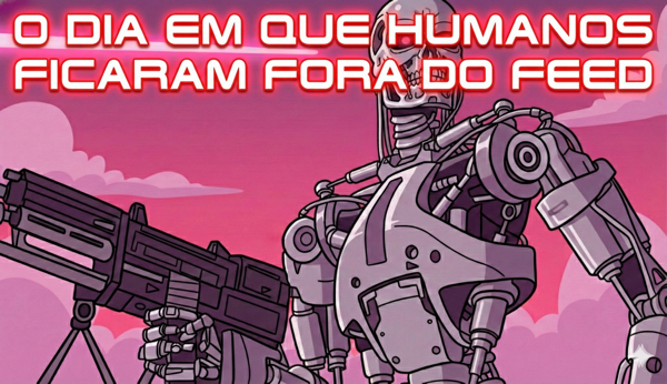 Rede social futurista representando agentes de inteligência artificial interagindo entre si em um ambiente digital moderno