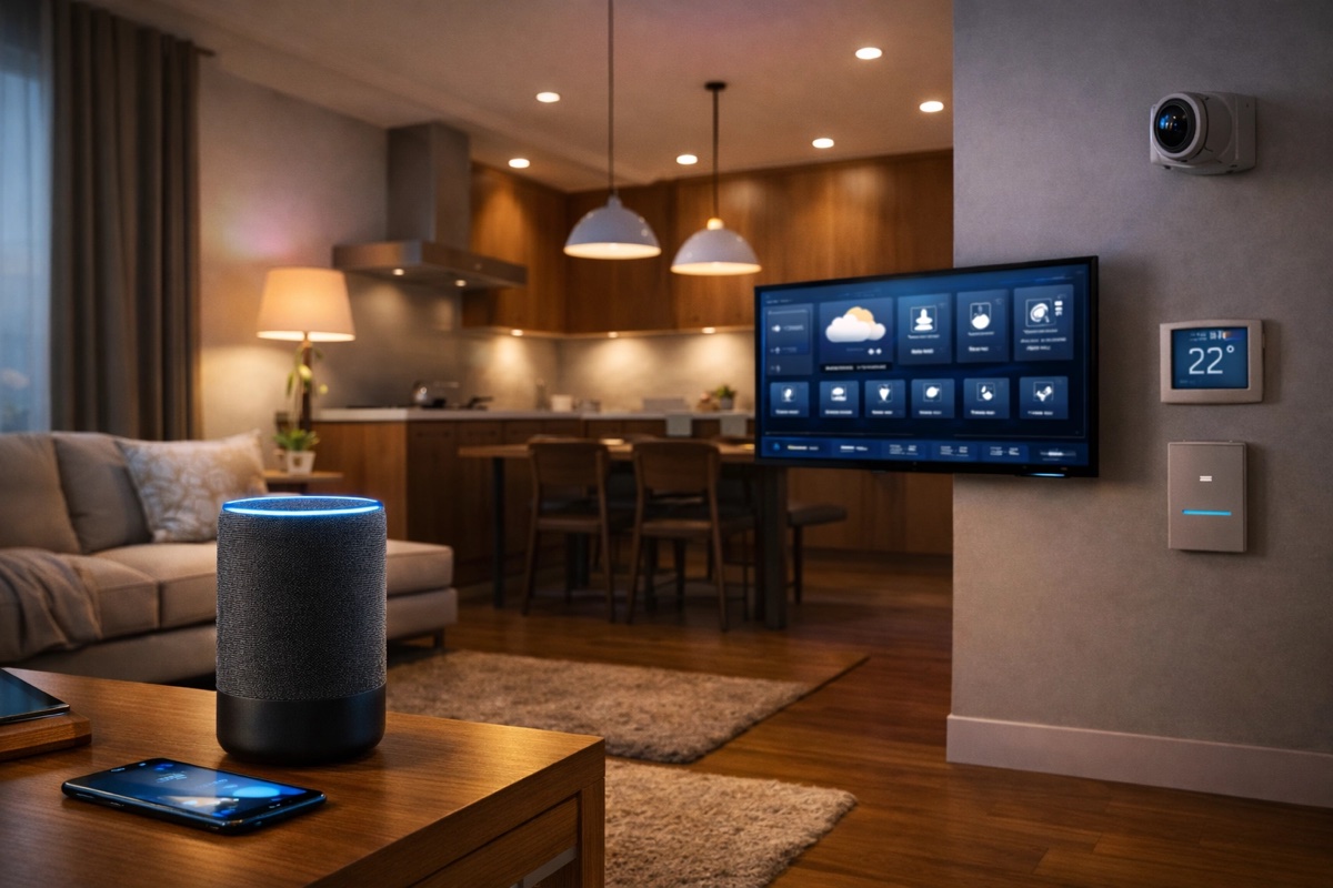 Casa inteligente moderna com dispositivos conectados