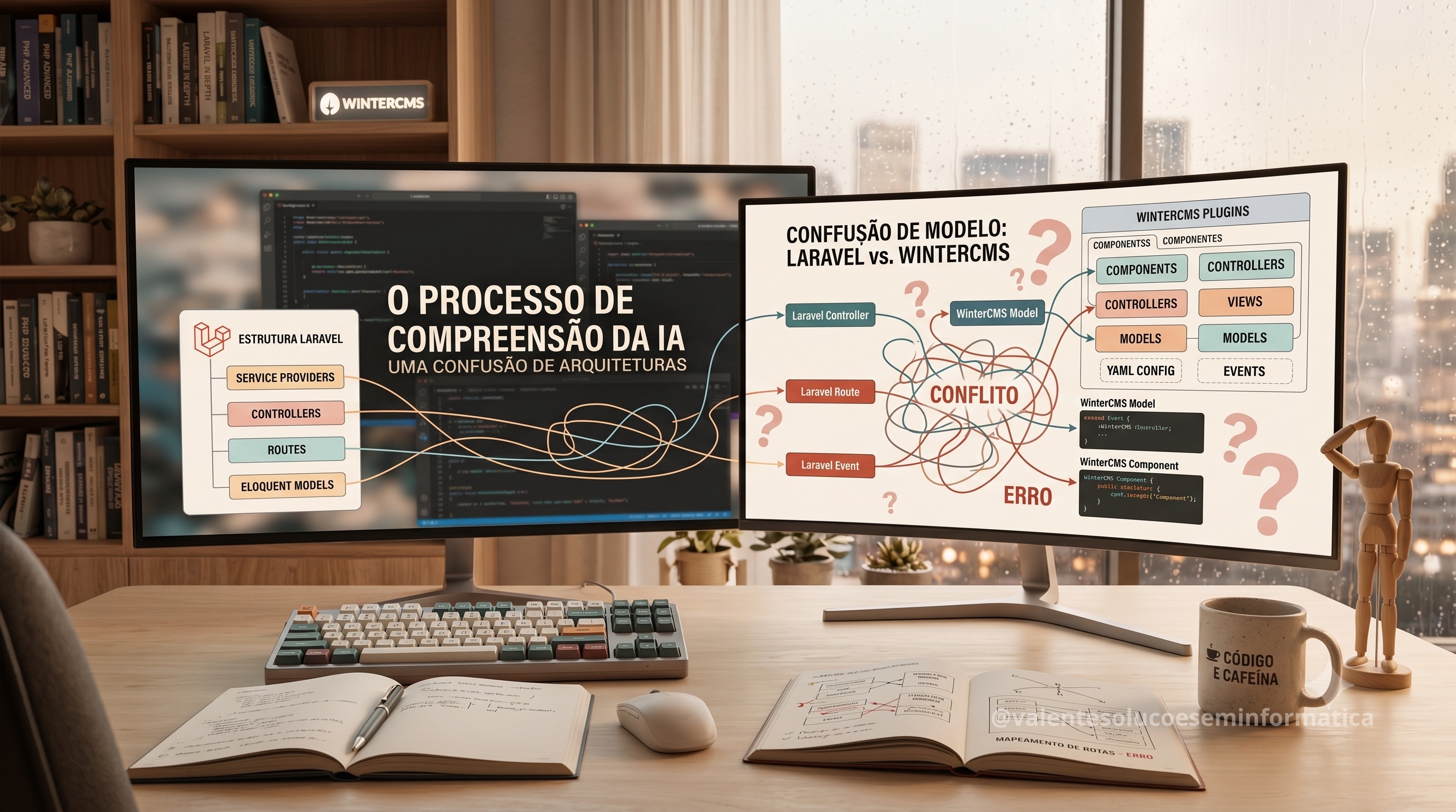 IA local confundindo arquitetura Laravel com plugins de CMS