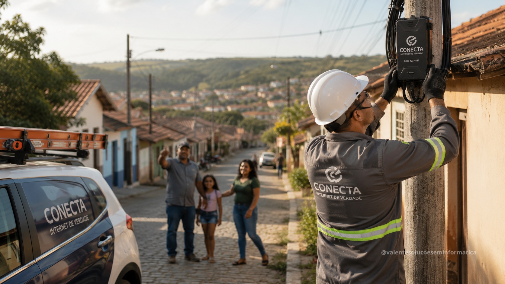 Pequeno provedor regional levando internet de fibra optica a uma cidade brasileira