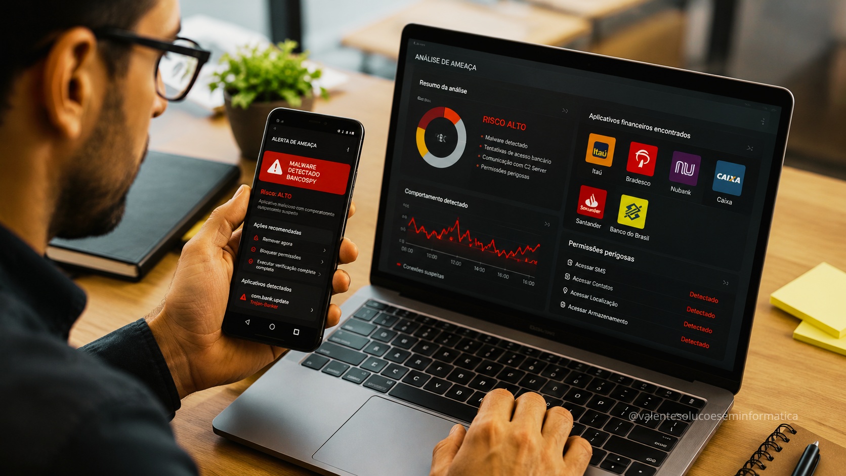 Especialista analisa ameaça bancária em celular Android