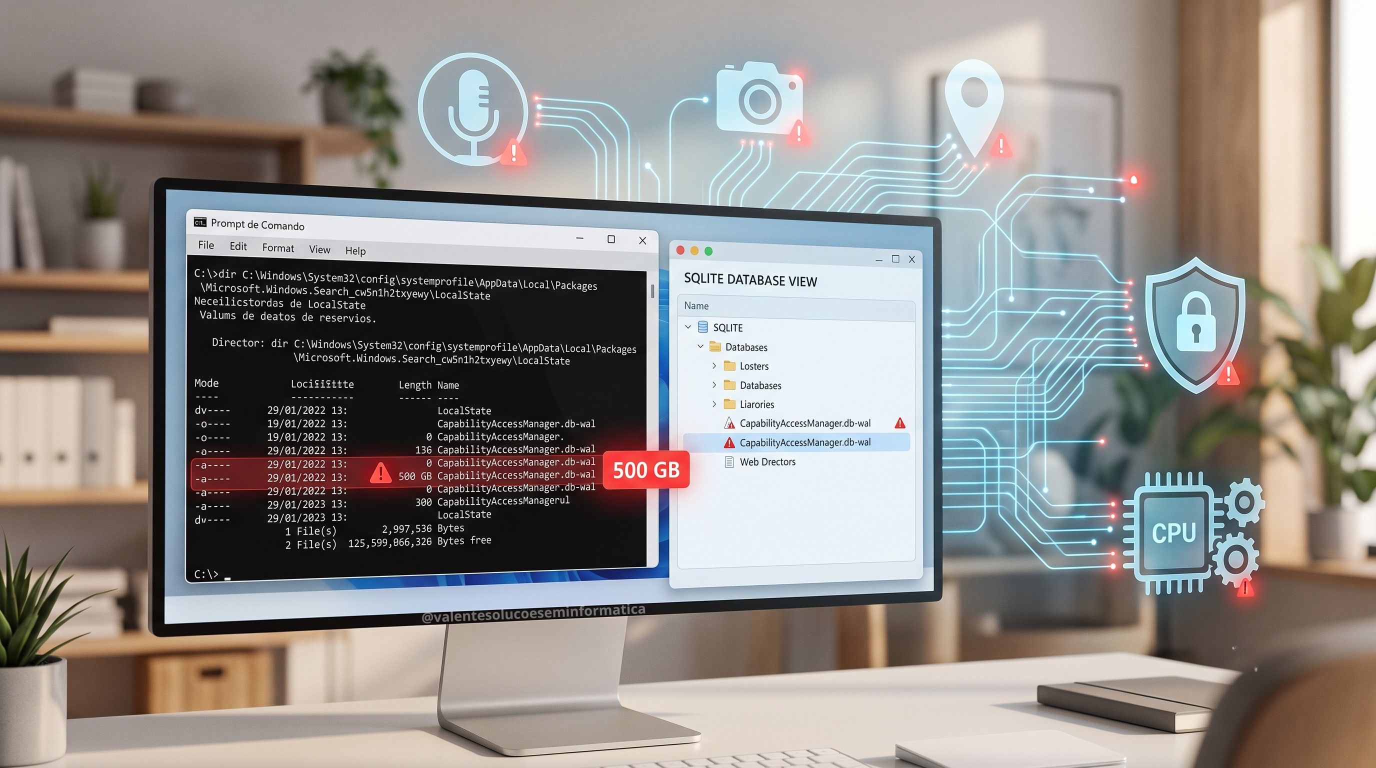 Arquivo CapabilityAccessManager.db-wal destacado em análise técnica do Windows 11