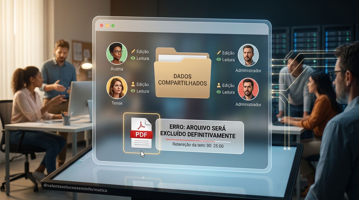 Pasta compartilhada em nuvem com permissões de exclusão entre usuários