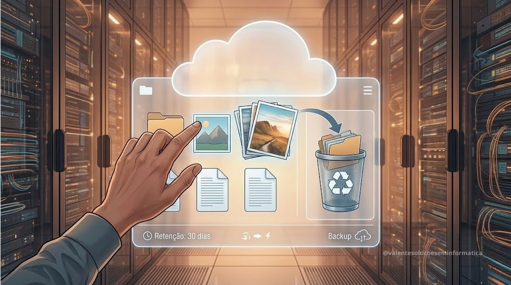 Arquivo sendo enviado para lixeira digital em serviço de nuvem